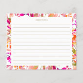 Heet Roze Bloemen Vrijgezellenfeest Recept Kaart (Achterkant)