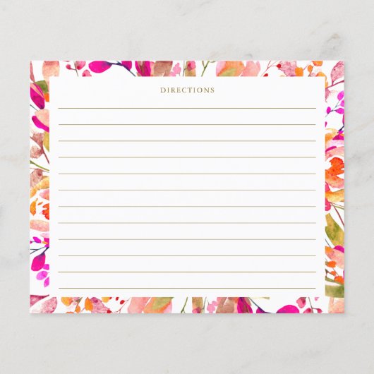 Heet Roze Bloemen Vrijgezellenfeest Recept Kaart (Achterkant)