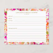 Heet Roze Bloemen Vrijgezellenfeest Recept Kaart (Voorkant)