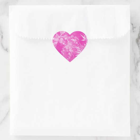 Heet roze bloemenbloesem textuur hart sticker (Tas)