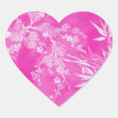 Heet roze bloemenbloesem textuur hart sticker (Voorkant)