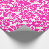 Heet roze bloemendamast cadeaupapier (Hoek)