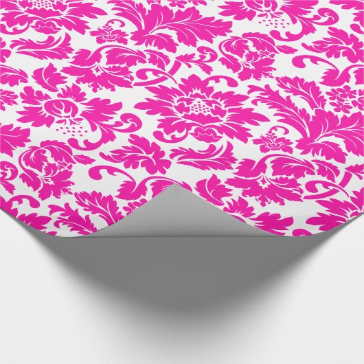 Heet roze bloemendamast cadeaupapier (Hoek)