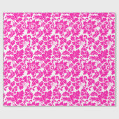 Heet roze bloemendamast cadeaupapier (Vlak)