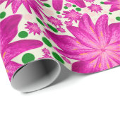 Heet Roze Bloemendessinpatroon Cadeaupapier (Rol Hoek)