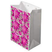 Heet Roze Bloemendessinpatroon Medium Cadeauzakje (Voorkant Gekanteld)