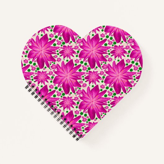 Heet Roze Bloemendessinpatroon Notitieboek (Voorkant)