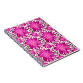 Heet Roze Bloemendessinpatroon Notitieboek (Rechterzijde)