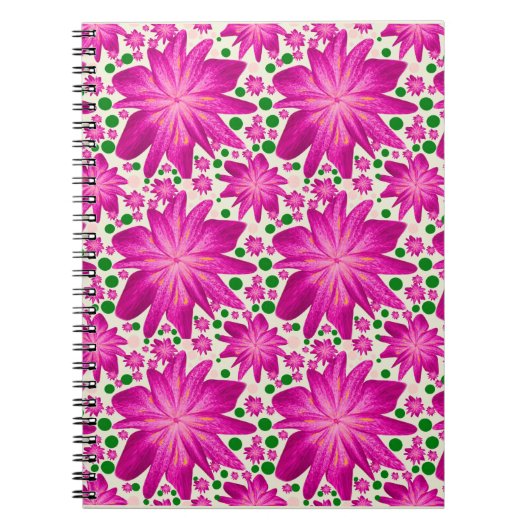 Heet Roze Bloemendessinpatroon Notitieboek (Voorkant)