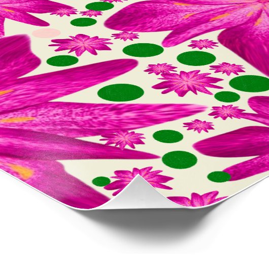 Heet Roze Bloemendessinpatroon Perfect Poster (Hoek)