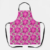 Heet Roze Bloemendessinpatroon Schort (Voorkant)
