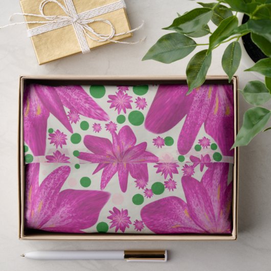 Heet Roze Bloemendessinpatroon Tissuepapier (Geschenk)
