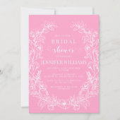 Heet roze bloemenkrans elegant boho vrijgezellenfe kaart (Voorkant)