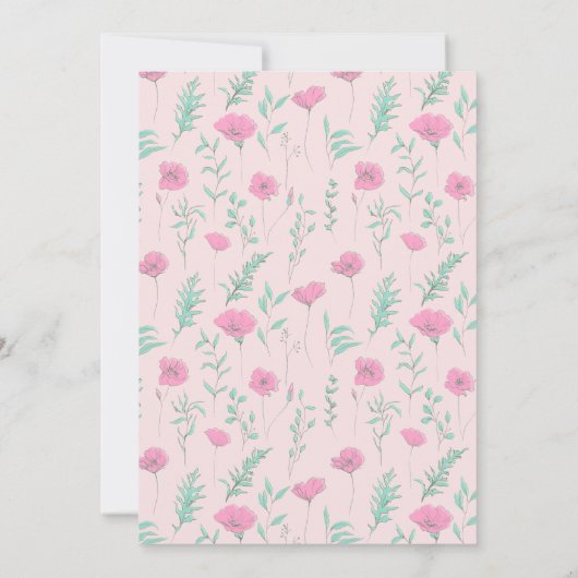 Heet roze bloemenkrans elegant boho vrijgezellenfe kaart (Achterkant)