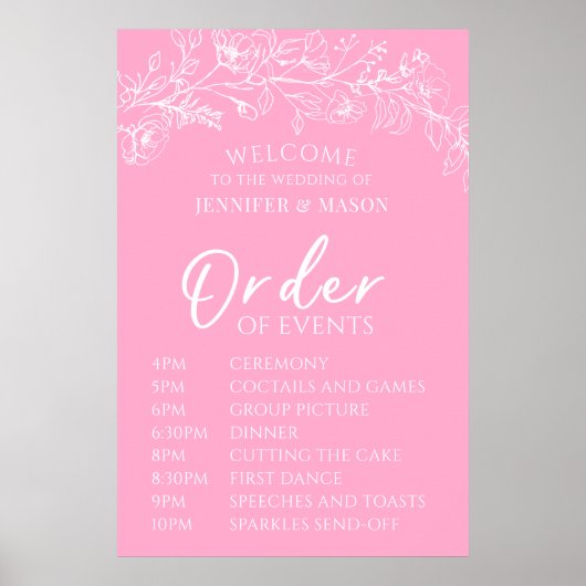 Heet roze bloemenorde van evenementen Bruiloft wel Poster (Voorkant)