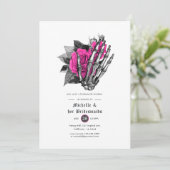 Heet-roze bloemgotische bruidsmeisjeslunch kaart (Staand voorkant)