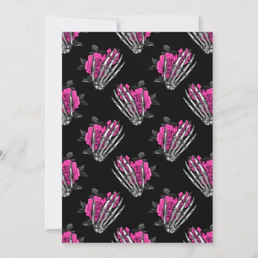 Heet-roze bloemgotische bruidsmeisjeslunch kaart (Achterkant)