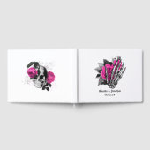 Heet-roze bloemgotische bruiloft gastenboek (Volledig)