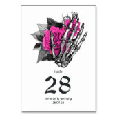 Heet-roze bloemgotische bruiloft kaart (Achterkant)