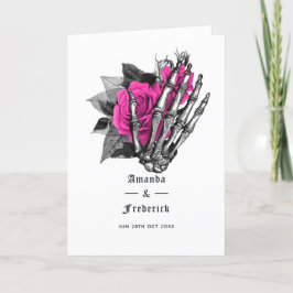 Heet-roze bloemgotische bruiloft programma