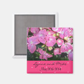 Heet Roze Bloemige Bewaar de Datum Magneet (Voorkant / Achterkant)