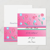 Heet roze bloemige bewaar de datum save the date (Voorkant / Achterkant)