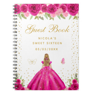 Heet Roze Bloemige Blonde Haar Prinses Sweet Sixte Notitieboek