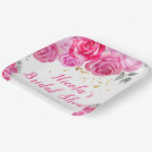 Heet Roze Bloemige Bruiloft Feest Papieren Bordje (Gebogen)