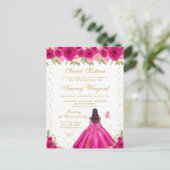 Heet roze bloemrijke donkere huid Prinses Sweet Si Briefkaart (Staand voorkant)