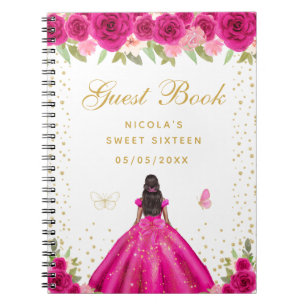 Heet roze bloemrijke donkere huid Prinses Sweet Si Notitieboek