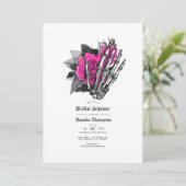 Heet-roze bloemrijke gotische bruidsdouche kaart (Staand voorkant)