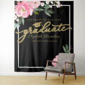 Heet Roze Bloemstuk Afstudeerfeest Foto Achtergron Wandkleed (In situ)