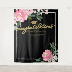 Heet Roze Bloemstuk Afstudeerfeest Foto Achtergron Wandkleed