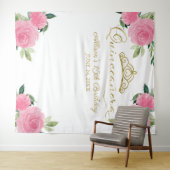 Heet Roze Bloemstuk Quinceanera Achtergrond Wandkleed (In Situ (horizontaal))