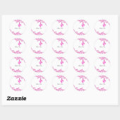 Heet Roze Bloesem Met Hart Dank Je Wel Ronde Sticker (Vel)