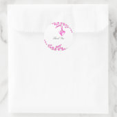 Heet Roze Bloesem Met Hart Dank Je Wel Ronde Sticker (Tas)