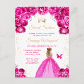 Heet Roze Blond Haar Prinses Sweet Sixteen Briefkaart (Voorkant)