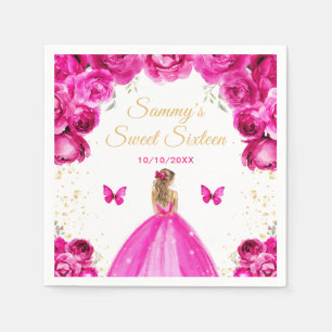 Heet Roze Blond Haar Prinses Sweet Sixteen Servet