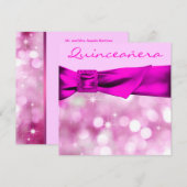 Heet Roze Bokeh Glitter Quinceanera Kaart (Voorkant / Achterkant)