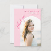 Heet Roze Boog Afstuderen Eenvoudige Foto Dank u Bedankkaart (Voorkant)
