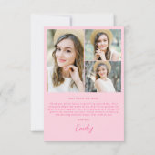 Heet Roze Boog Afstuderen Eenvoudige Foto Dank u Bedankkaart (Achterkant)