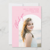 Heet Roze Boog Afstuderen Eenvoudige Foto Dank u Bedankkaart (Voorkant)