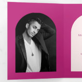Heet Roze Boog Foto Bruiloft Save the Date Drieluik Aankondiging (Binnenzijde eerst)