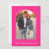 Heet Roze Boog Huwelijksfoto Save the Date (Voorkant)