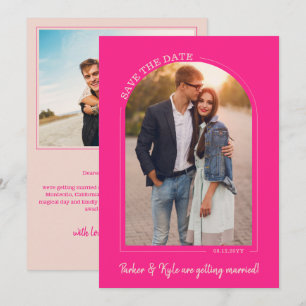 Heet Roze Boog Huwelijksfoto Save the Date