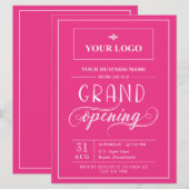 Heet Roze Brede Logo Grand Opening Kaart (Voorkant / Achterkant)