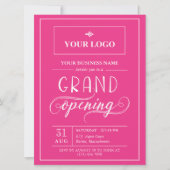 Heet Roze Brede Logo Grand Opening Kaart (Voorkant)