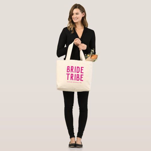 Heet Roze Bruid Stam Bruidsmeisjes Grote Tote Bag (Voorkant (model))