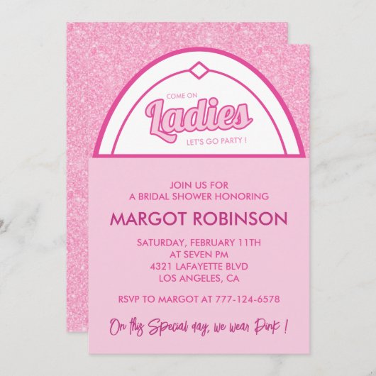 Heet roze bruids douche uitnodigingen magenta girl (Voorkant / Achterkant)