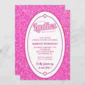 Heet roze bruids douche uitnodigingen trendy girly (Voorkant / Achterkant)